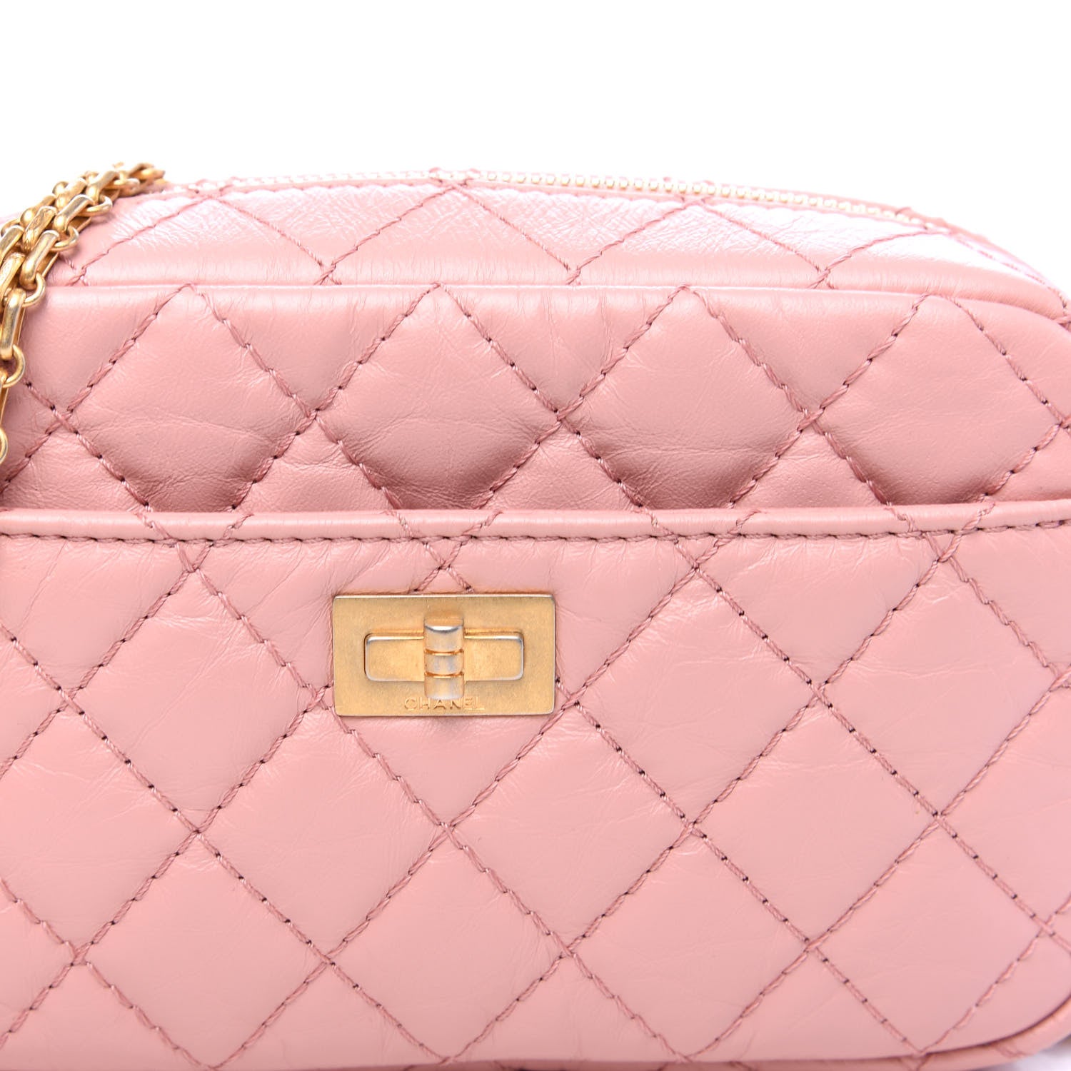 Chanel Aged Calfskin Quilted Mini Reissue Camera Case Pink 9 of 10