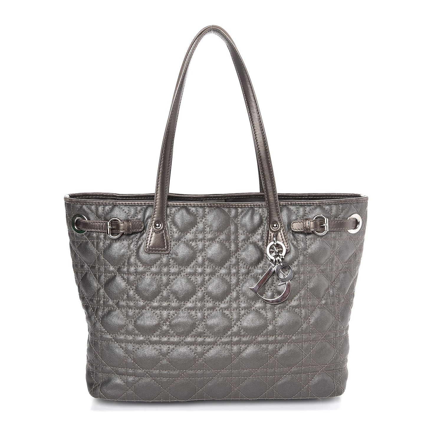 Coated Canvas Cannage Small Panarea Tote Grey