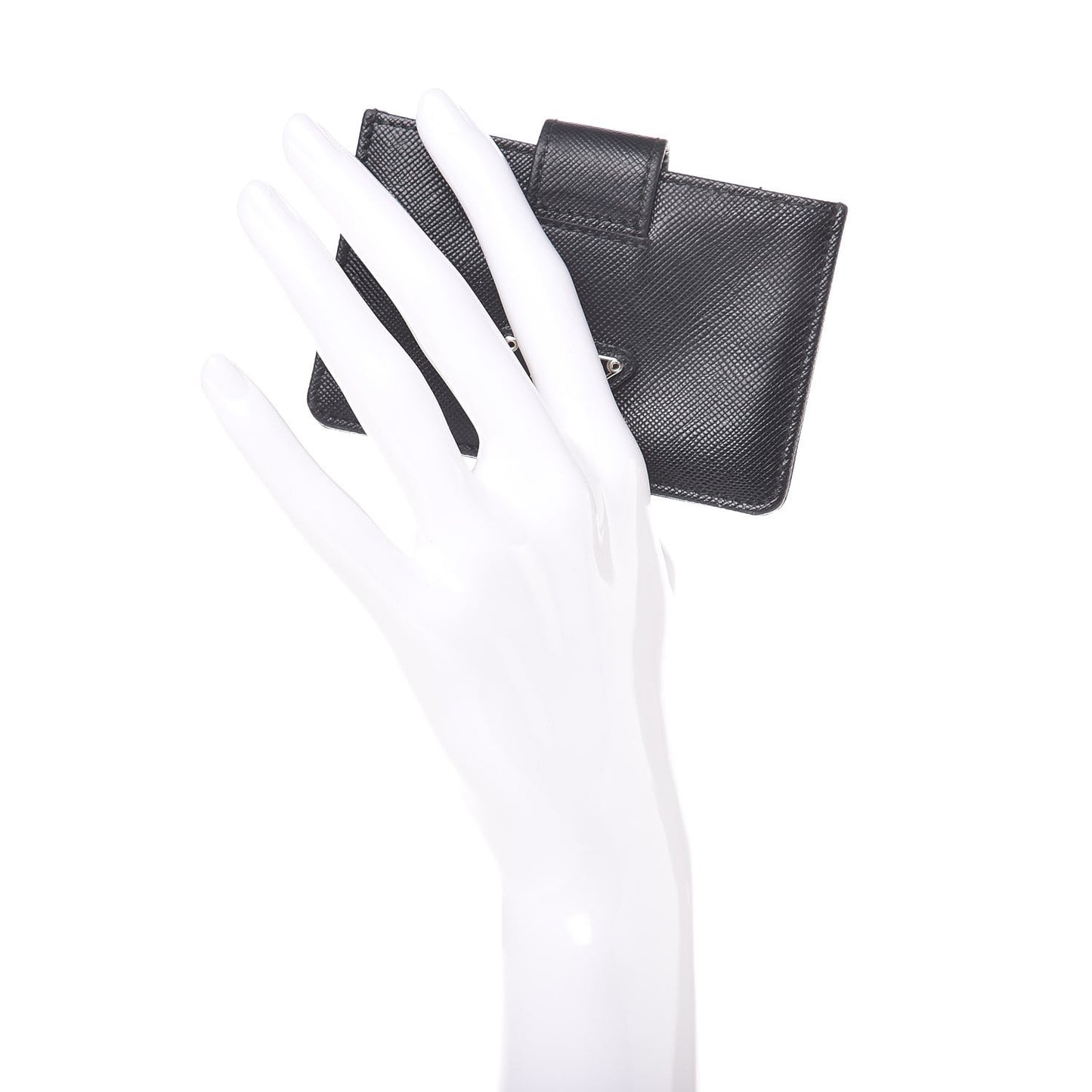 Saffiano Oro Gusseted Card Holder Black
