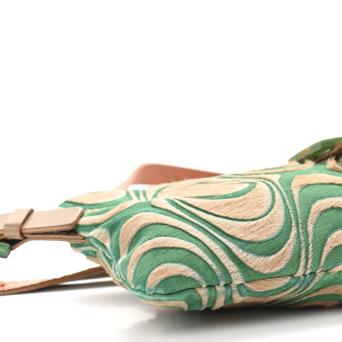 Calf Hair Print Baguette Beige Green