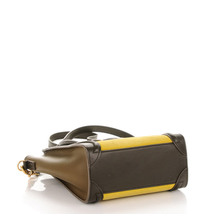 Celine Nubuck Smooth Calfskin Nano Tri-Color Luggage Chartreuse 4 of 6