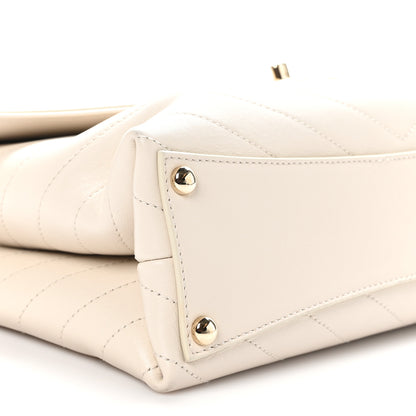 Chanel Calfskin Chevron Stitched Medium Coco Flap Bag White 9 of 10