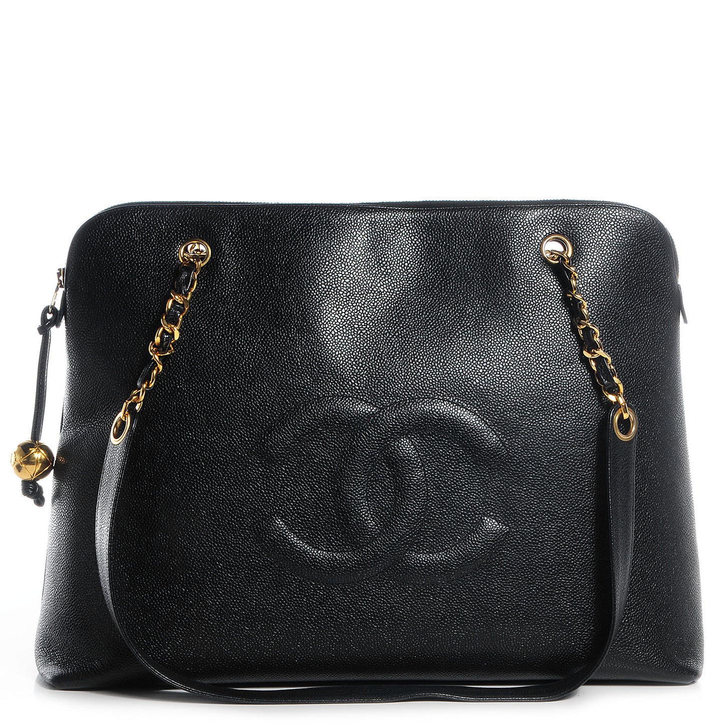Caviar Large CC Shoulder Bag Black