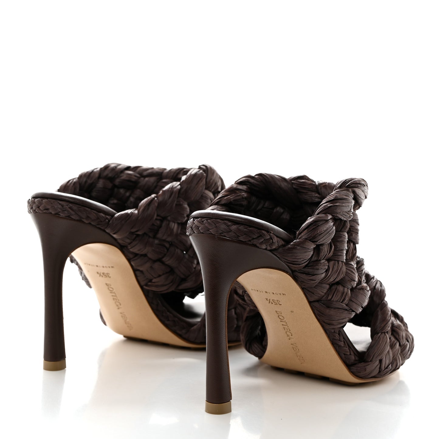 Nappa Twisted Intrecciato Raffia Slide Sandals 35.5 Bitter Chocolate