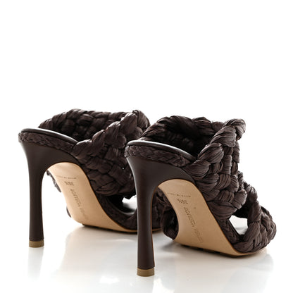 Bottega Veneta Nappa Twisted Intrecciato Raffia Slide Sandals 35.5 Bitter Chocolate 4 of 7