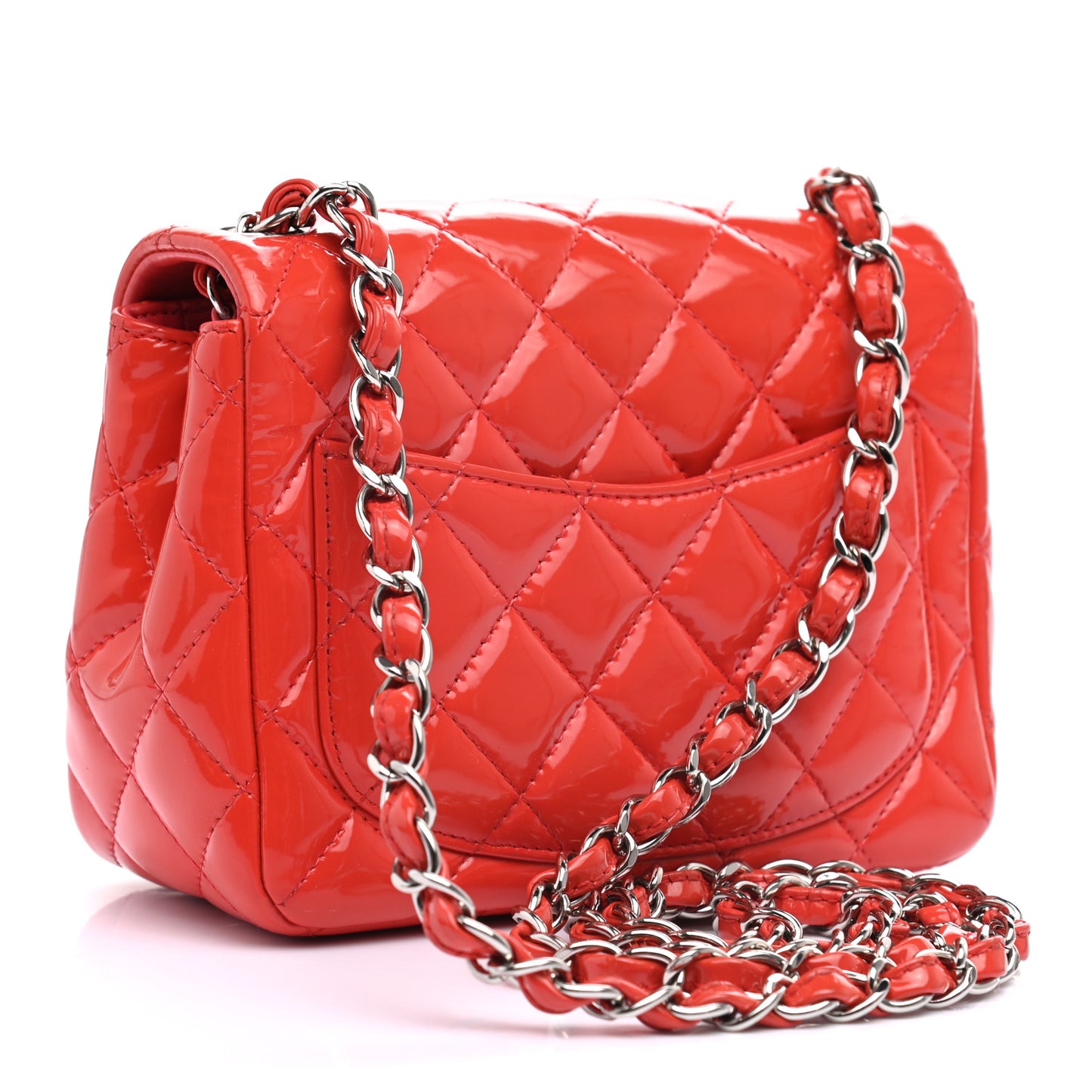 Patent Quilted Mini Square Flap Red