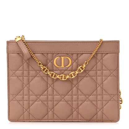 Christian Dior Calfskin Cannage Caro Zipped Pouch With Chain Fard 1 of 16