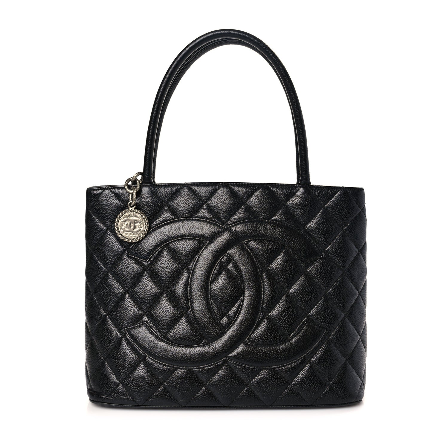 Caviar Quilted Medallion Tote Black