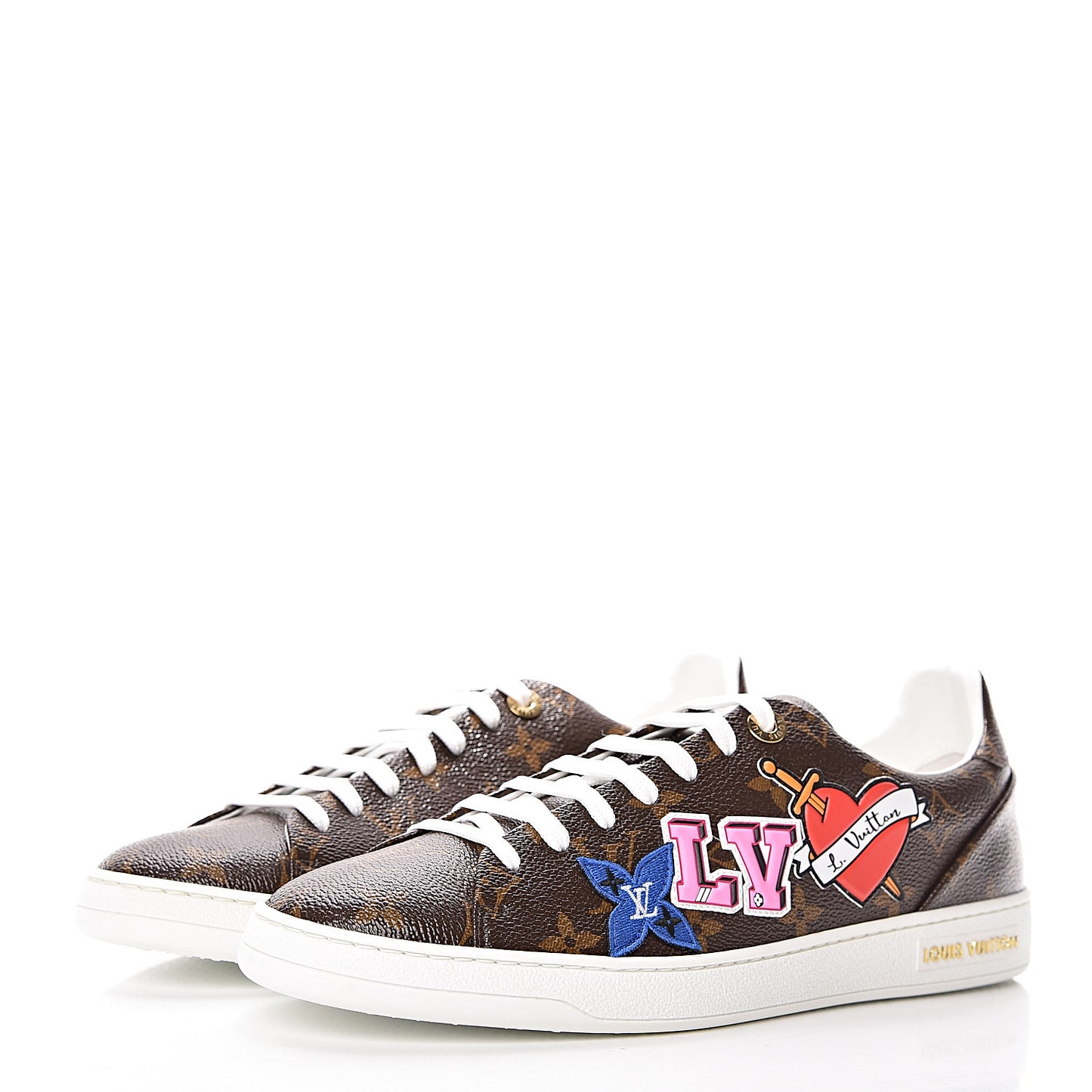 Calfskin Monogram LV Black Heart Sneakers 41 Cacao
