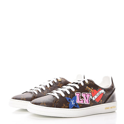 Louis Vuitton Calfskin Monogram LV Black Heart Sneakers 41 Cacao 3 of 9