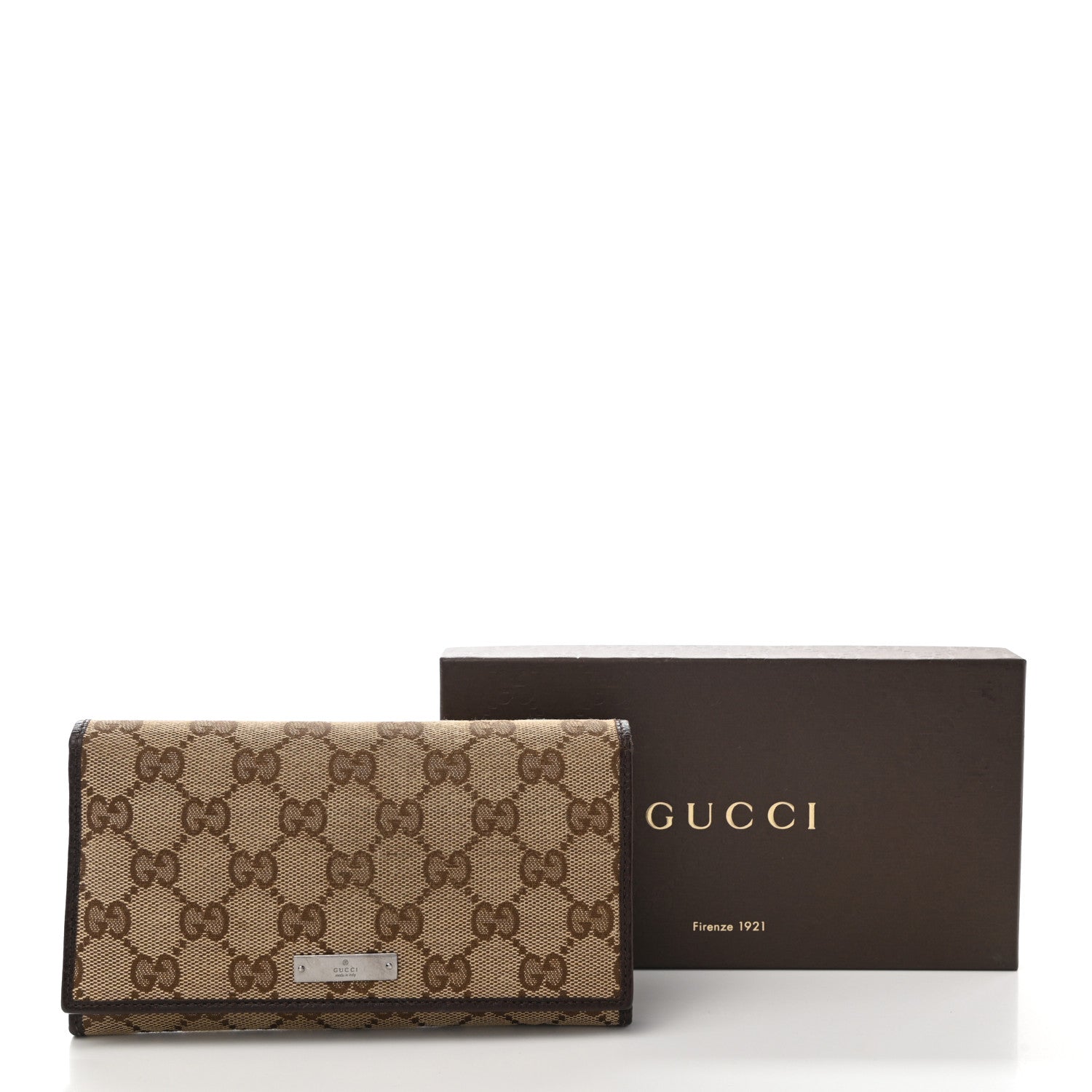Gucci Monogram Metal Bar Continental Flap Wallet Brown 9 of 9