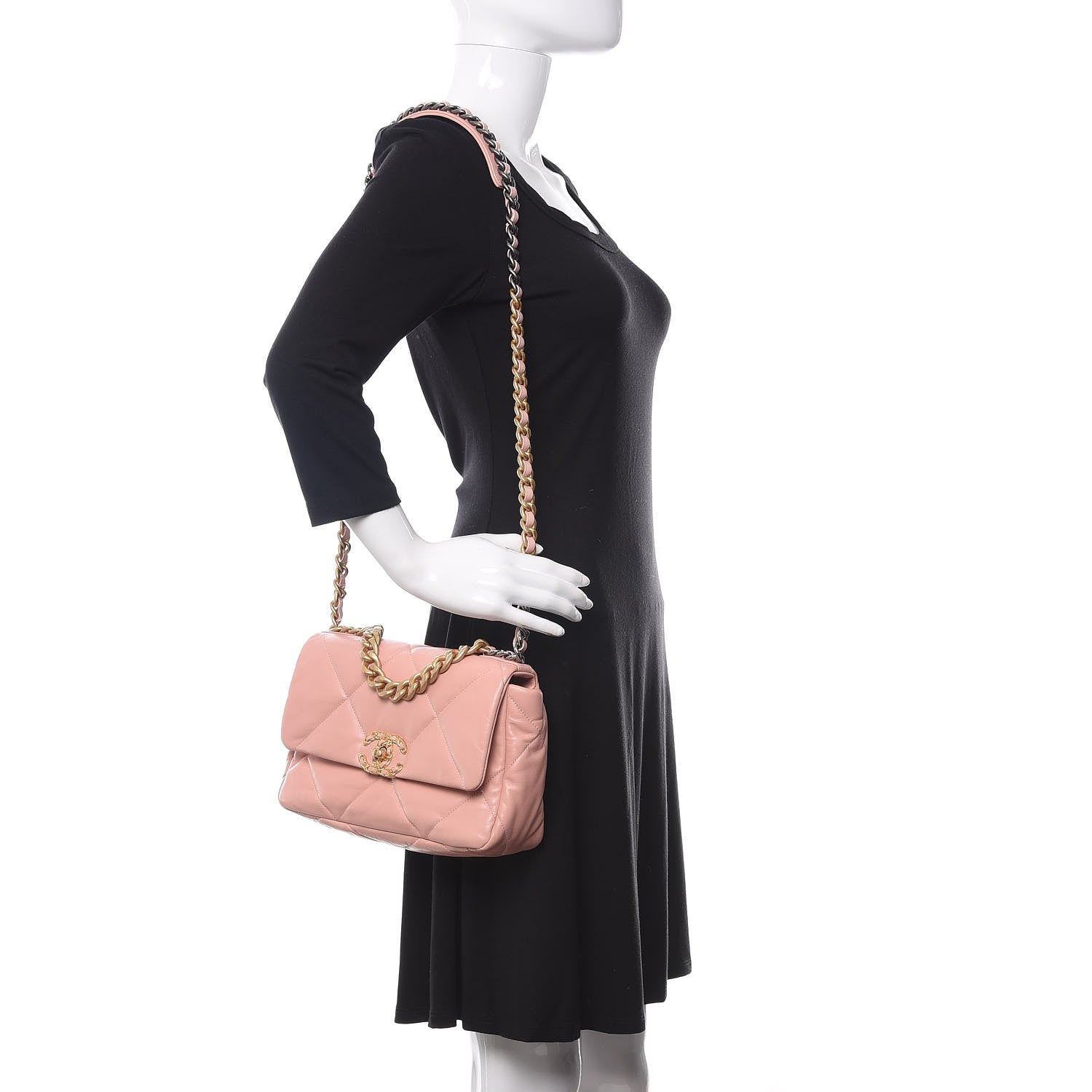Chanel Goatskin Quilted Medium Chanel 19 Flap Light Pink 2 of 10