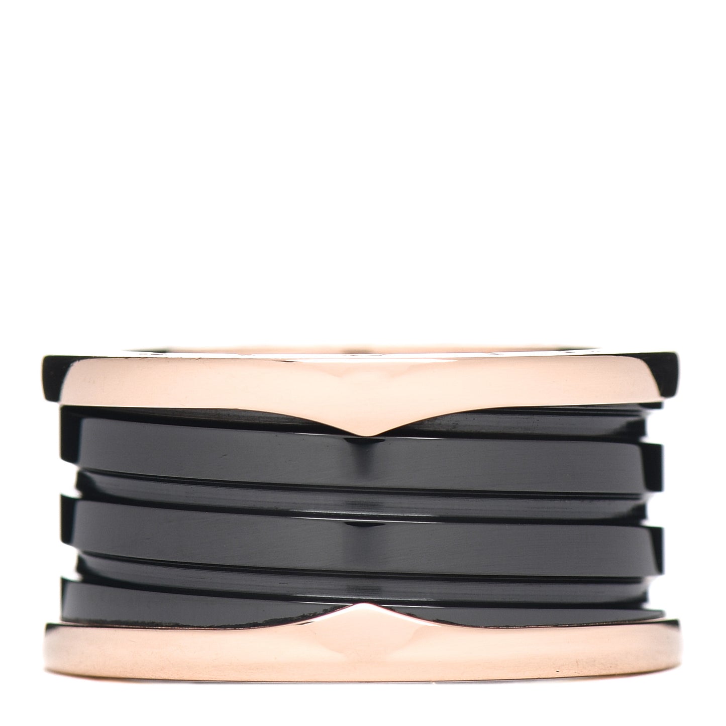 18K Rose Gold Black Ceramic B.Zero1 Four-Band Ring 59 8.75