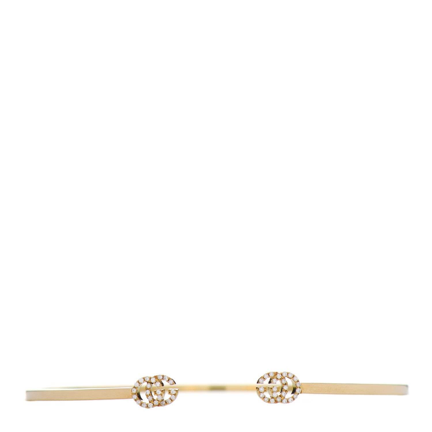 Gucci 18K Yellow Gold Diamond GG Running Cuff Bracelet 1 of 4