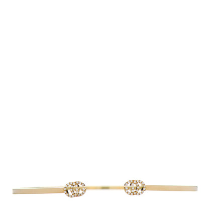 Gucci 18K Yellow Gold Diamond GG Running Cuff Bracelet 1 of 4