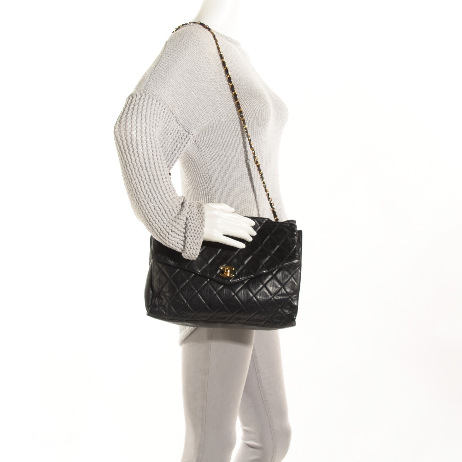Chanel Lambskin Quilted Jumbo Flap Black 2 of 9