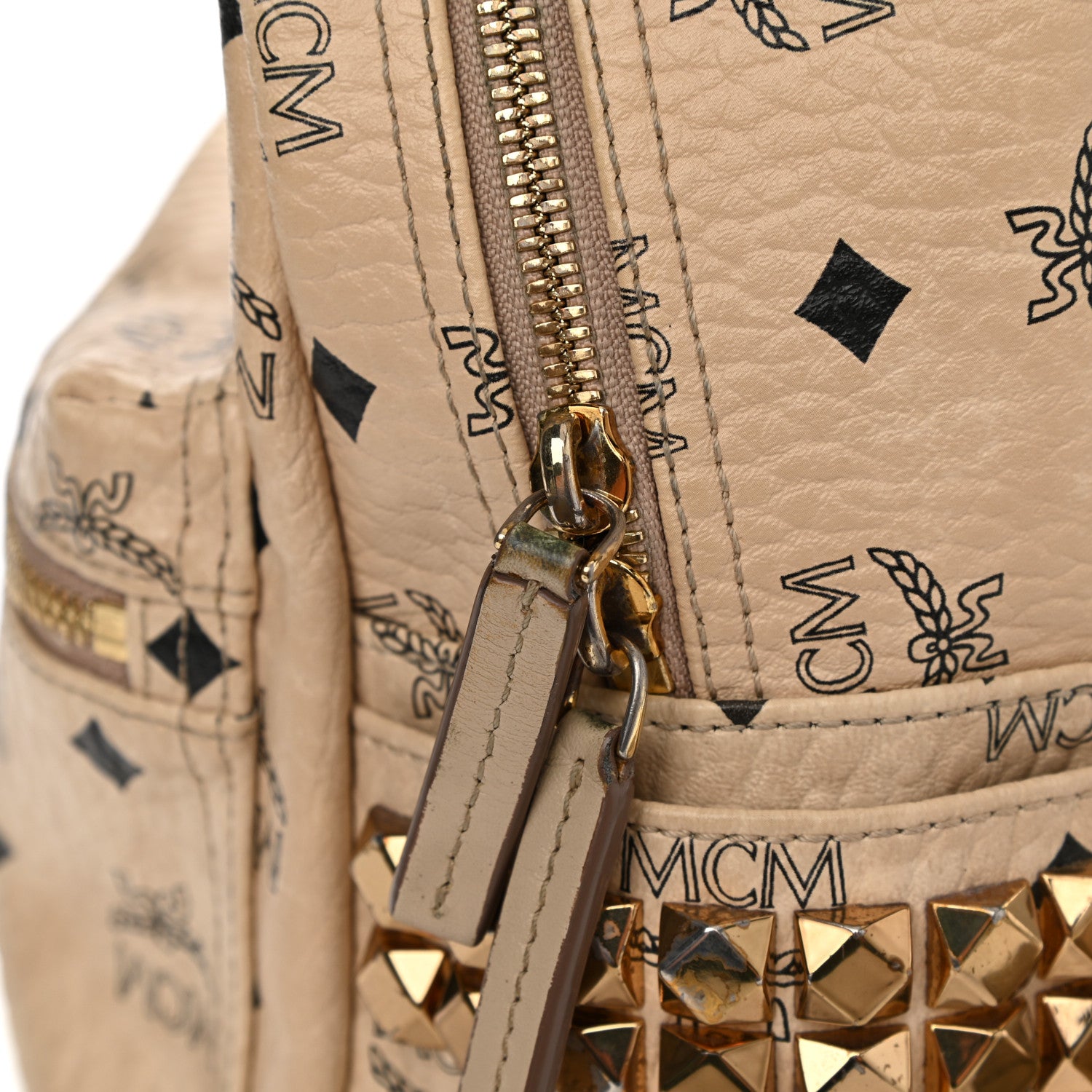 MCM Visetos Side Stud Mini Stark Backpack Beige 18 of 18