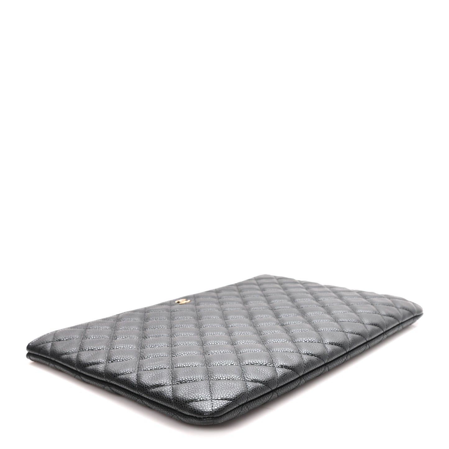 Caviar Quilted Large Cosmetic Case Black