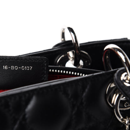 Christian Dior Lambskin Cannage Medium Lady Dior Black 9 of 11