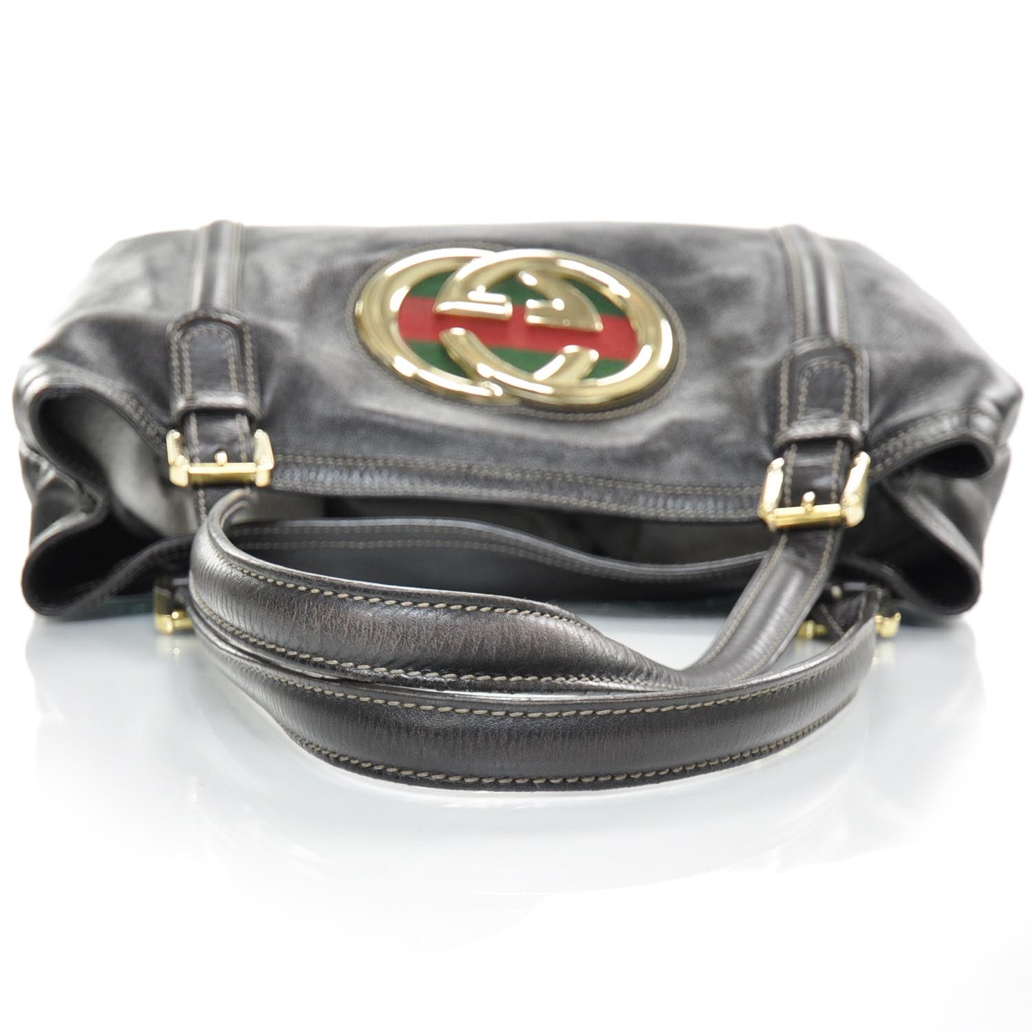 Gucci Leather Britt Tote Dark Brown 5 of 9