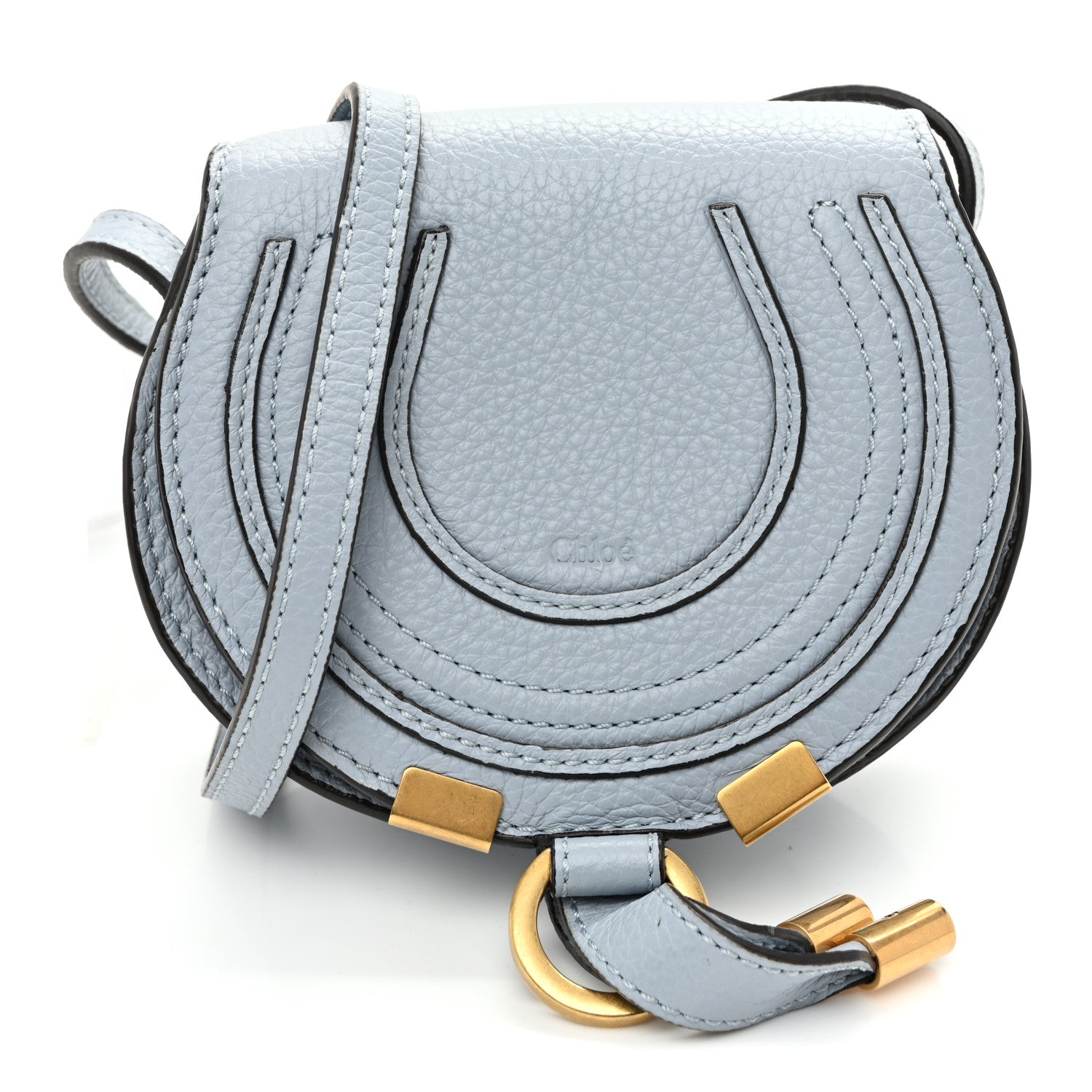 Chloe Calfskin Nano Marcie Saddle Bag Shady Blue 1 of 9