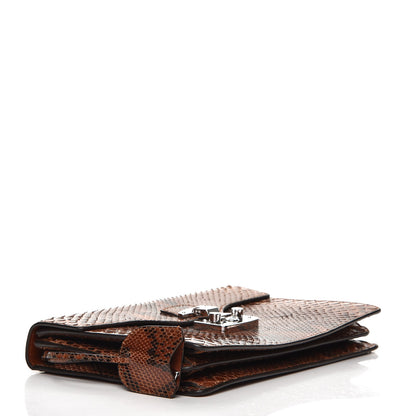 Gucci Python Small Lady Lock Briefcase Clutch Brown 4 of 6