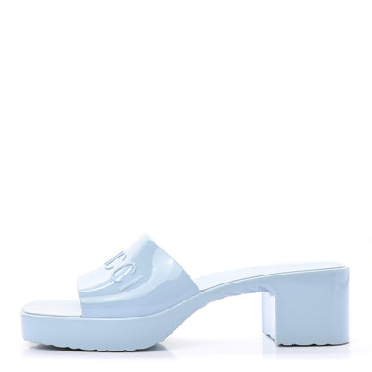Gucci Rubber Gucci Logo Womens Platform 20/60mm Slide Sandals 42 Porcelain Light Blue 1 of 8