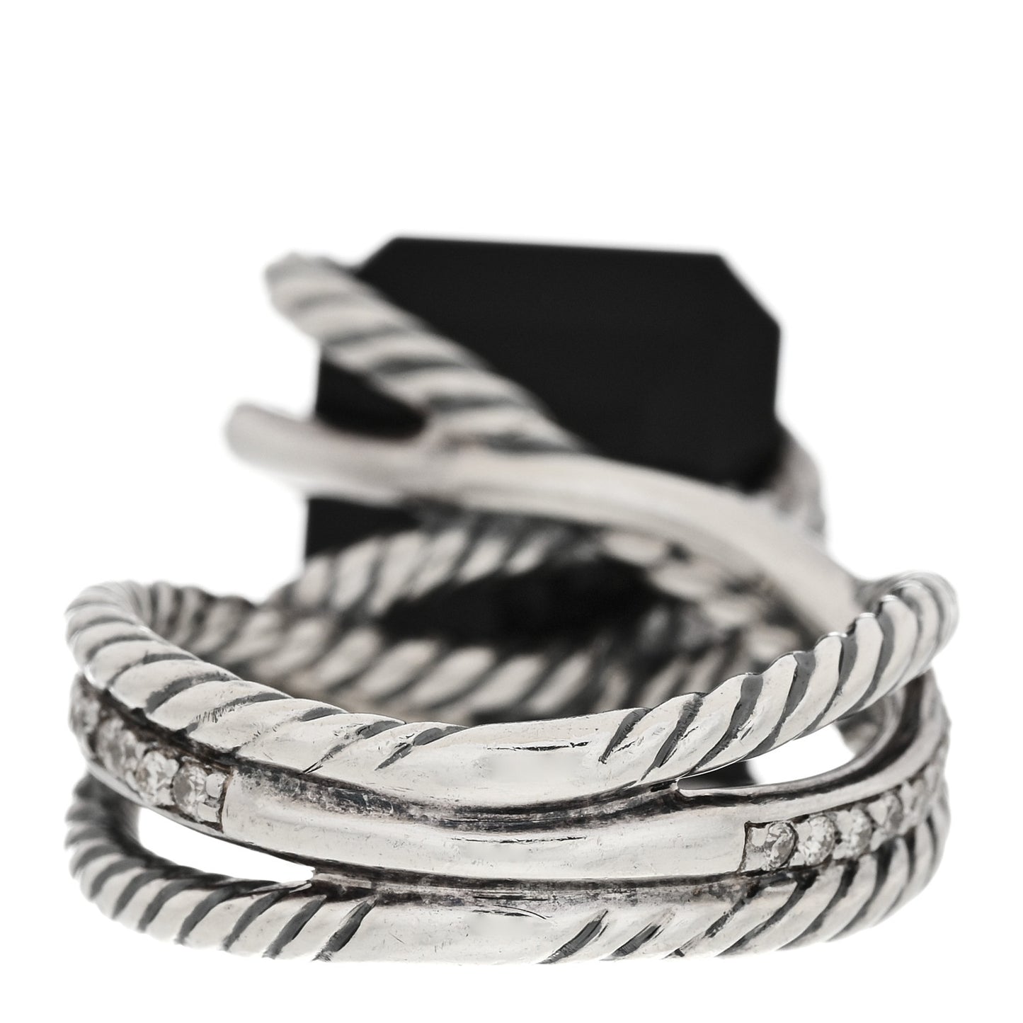 Sterling Silver Diamond Black Onyx 15mm Cable Wrap Ring 54 6.75