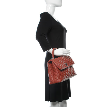 Chanel Caviar Quilted Medium Coco Handle Flap Dark Red 3 of 11