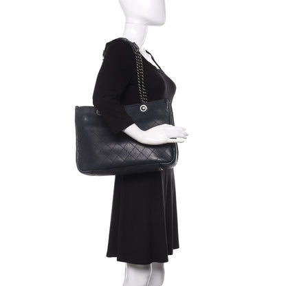 Chanel Calfskin Stitched Shopping Tote Blue 2 of 24