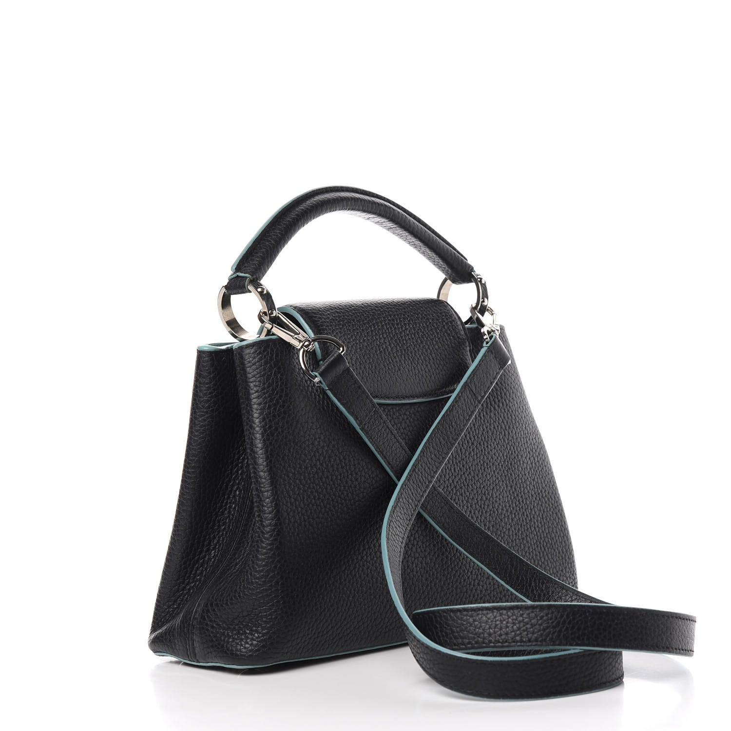 Louis Vuitton Taurillon Capucines BB Black Turquoise 3 of 10