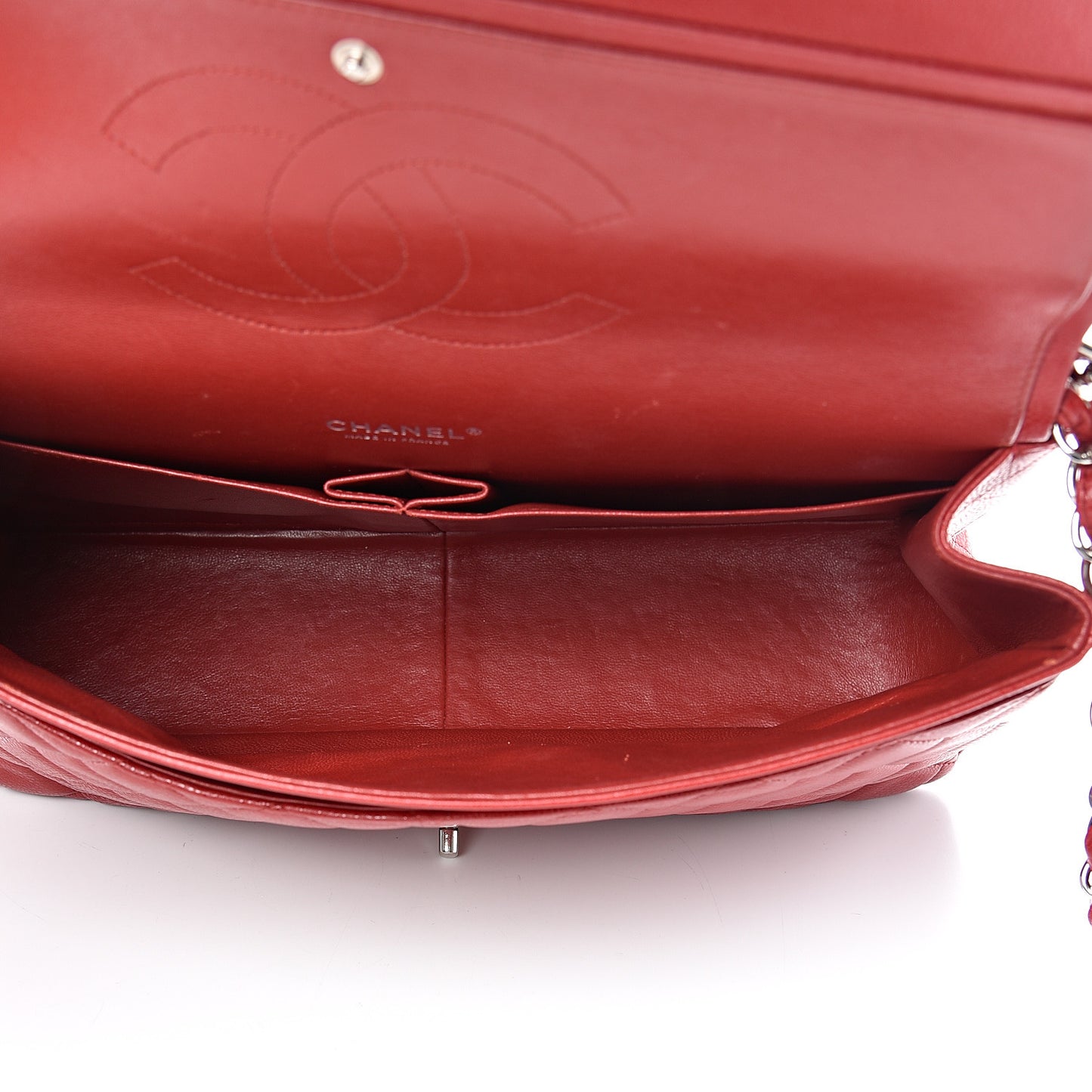 Caviar Quilted Maxi Double Flap Red