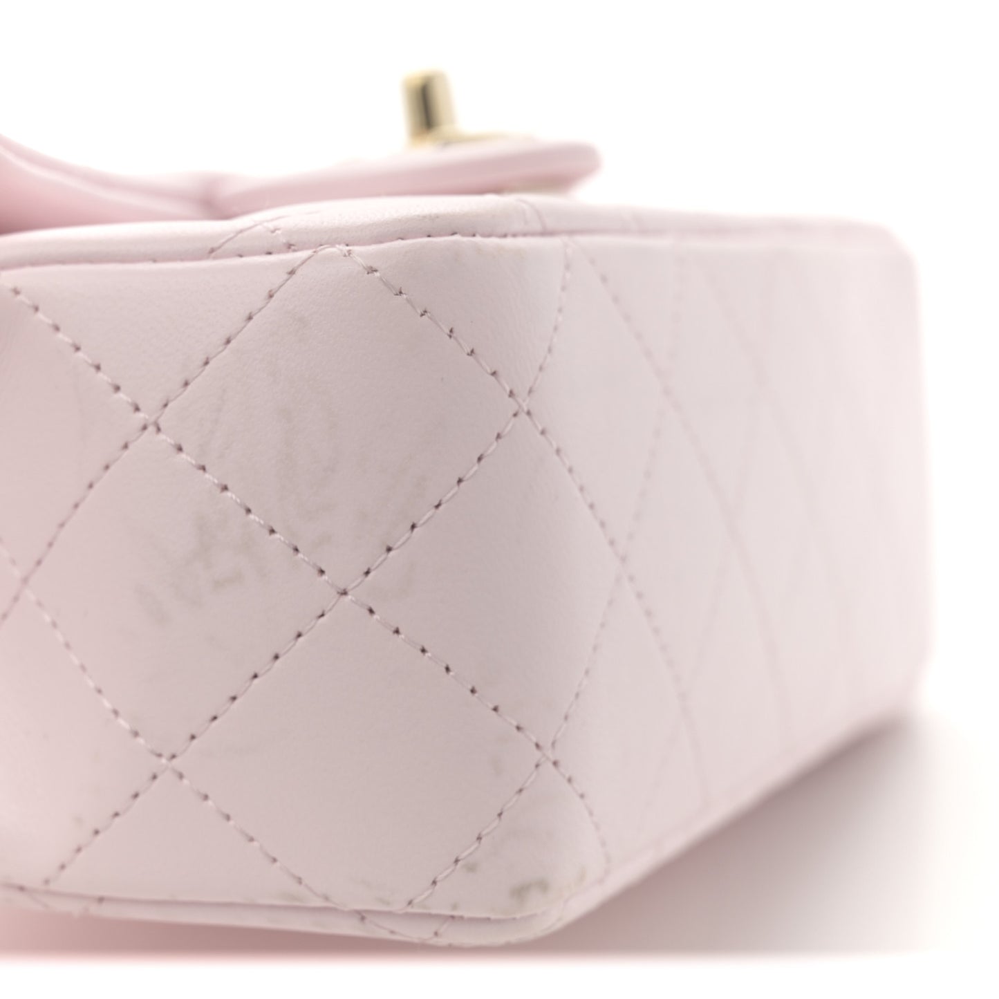 Lambskin Quilted Mini Top Handle Rectangular Flap Light Pink