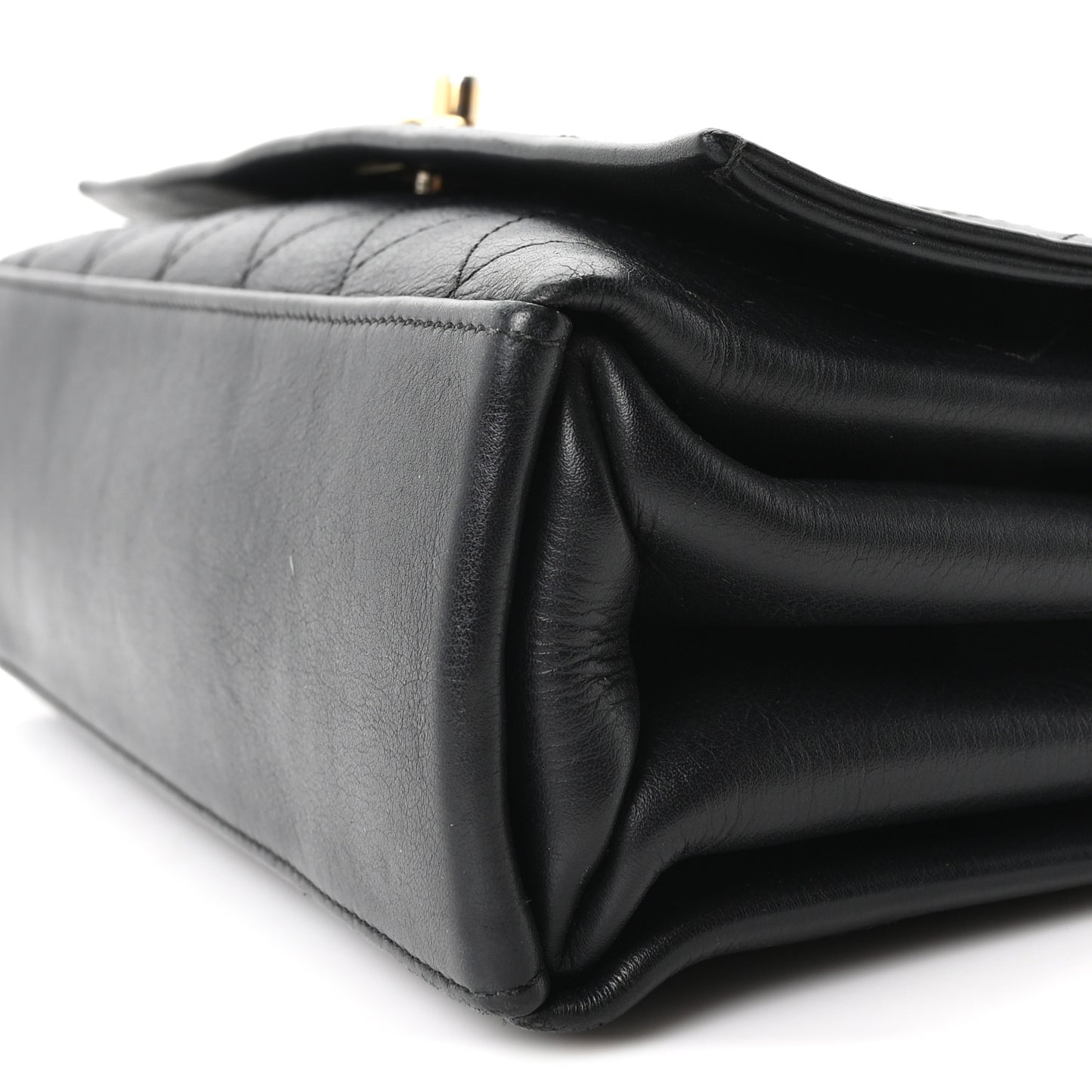 Calfskin Stitched Large Flap Black