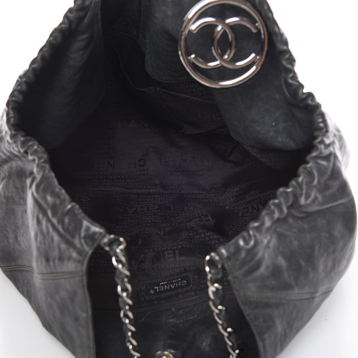 Distressed Caviar XL Coco Cabas Black
