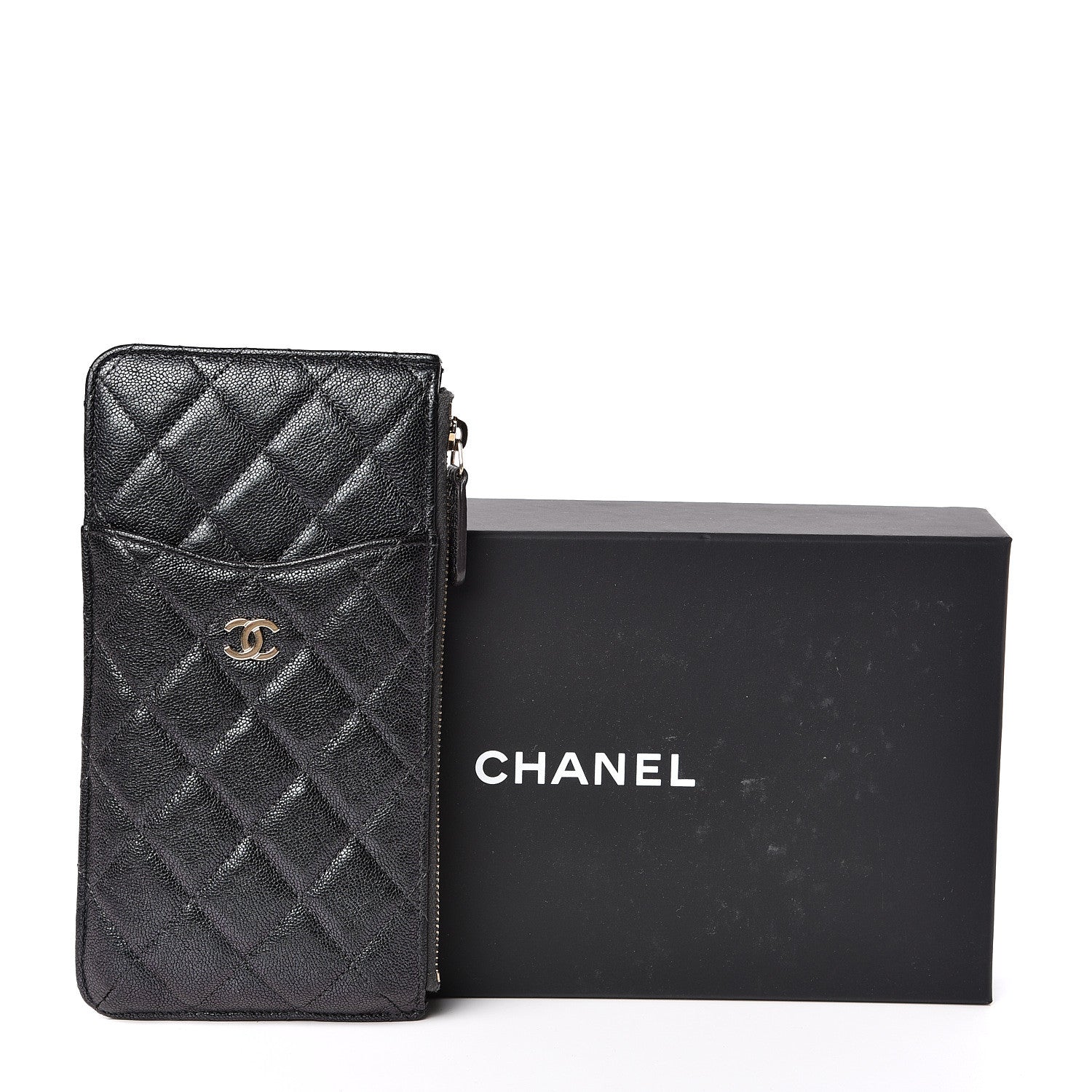 Chanel Iridescent Caviar Quilted Classic Flat Wallet Pouch Black 8 of 8