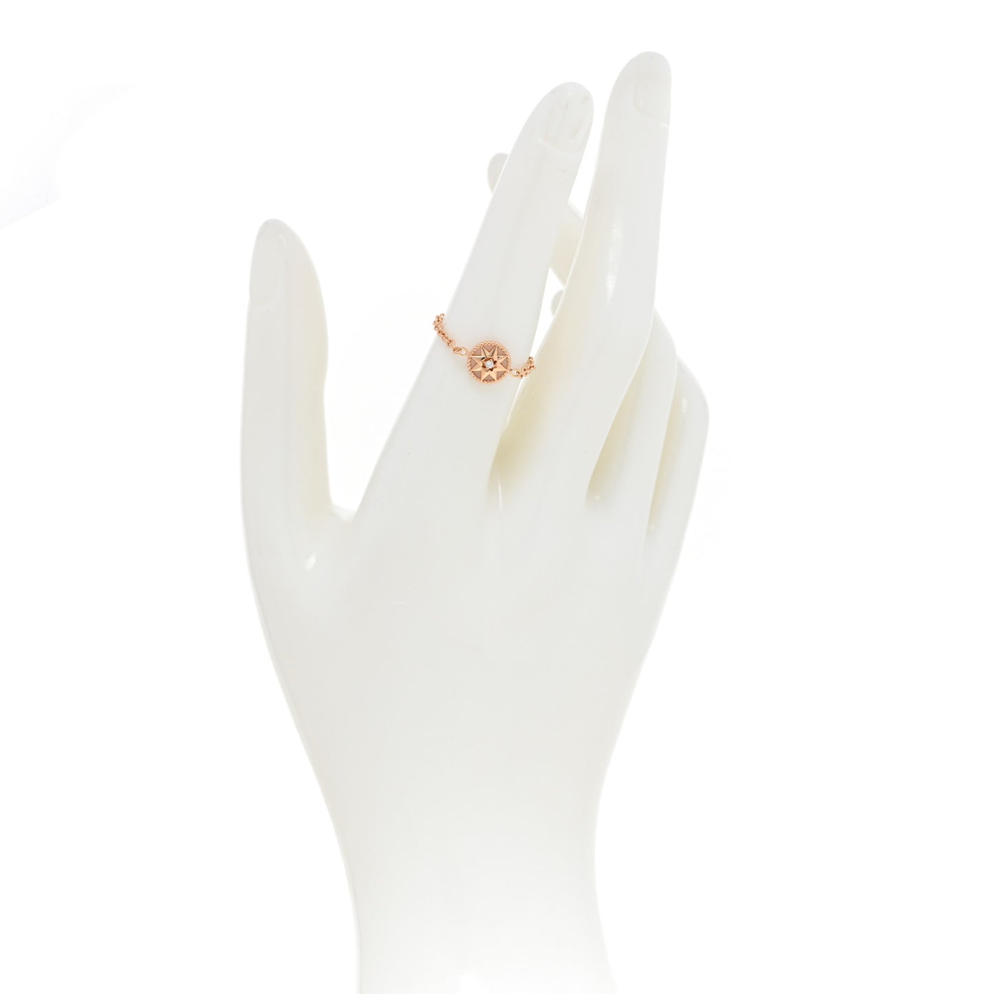 18K Rose Gold Diamond Pink Opal Rose Des Vents Ring 53 6.25