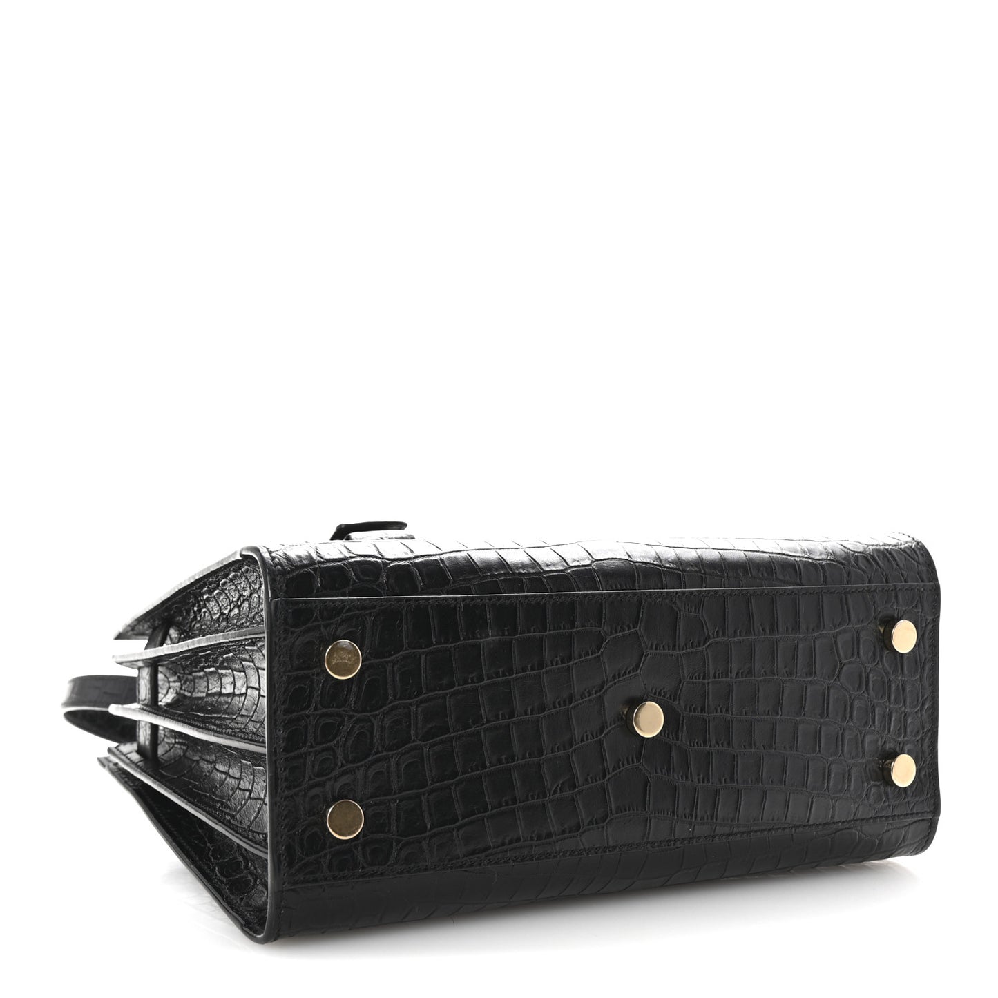 Calfskin Crocodile Embossed Baby Sac De Jour Black