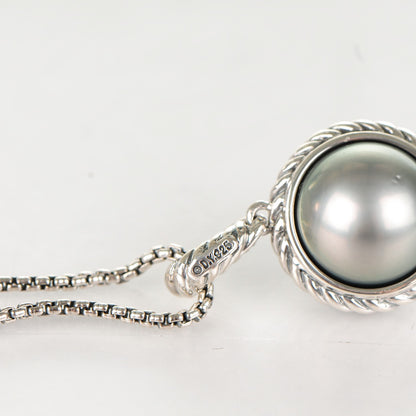 David Yurman Sterling Silver Pearl 11mm Cable Pendant Necklace 5 of 5