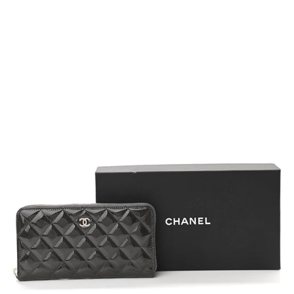 Chanel Patent Calfskin Zip Around Wallet Dark Grey 11 of 11