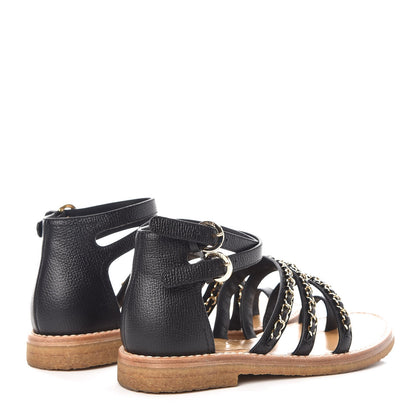 Chanel Calfskin Fantasy Chain Flat Sandals 37.5 Black 4 of 8