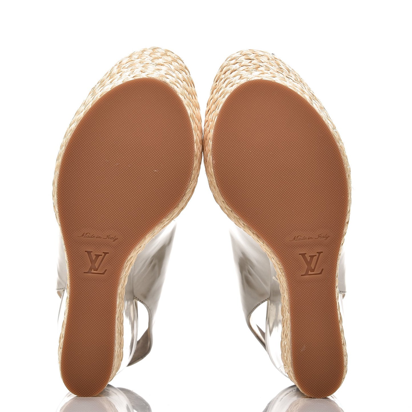 Patent Leather Lagoon Espadrille Peep Toe Wedges 37 Silver