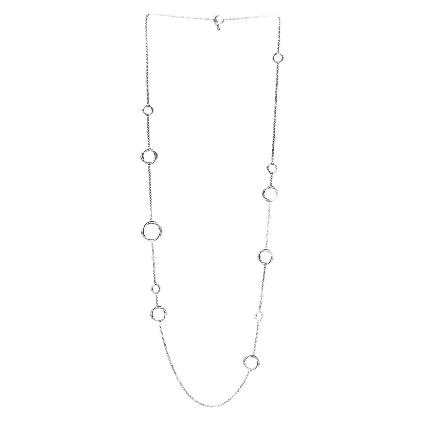 Sterling Silver Pearl Infinity Station Chain Necklace
