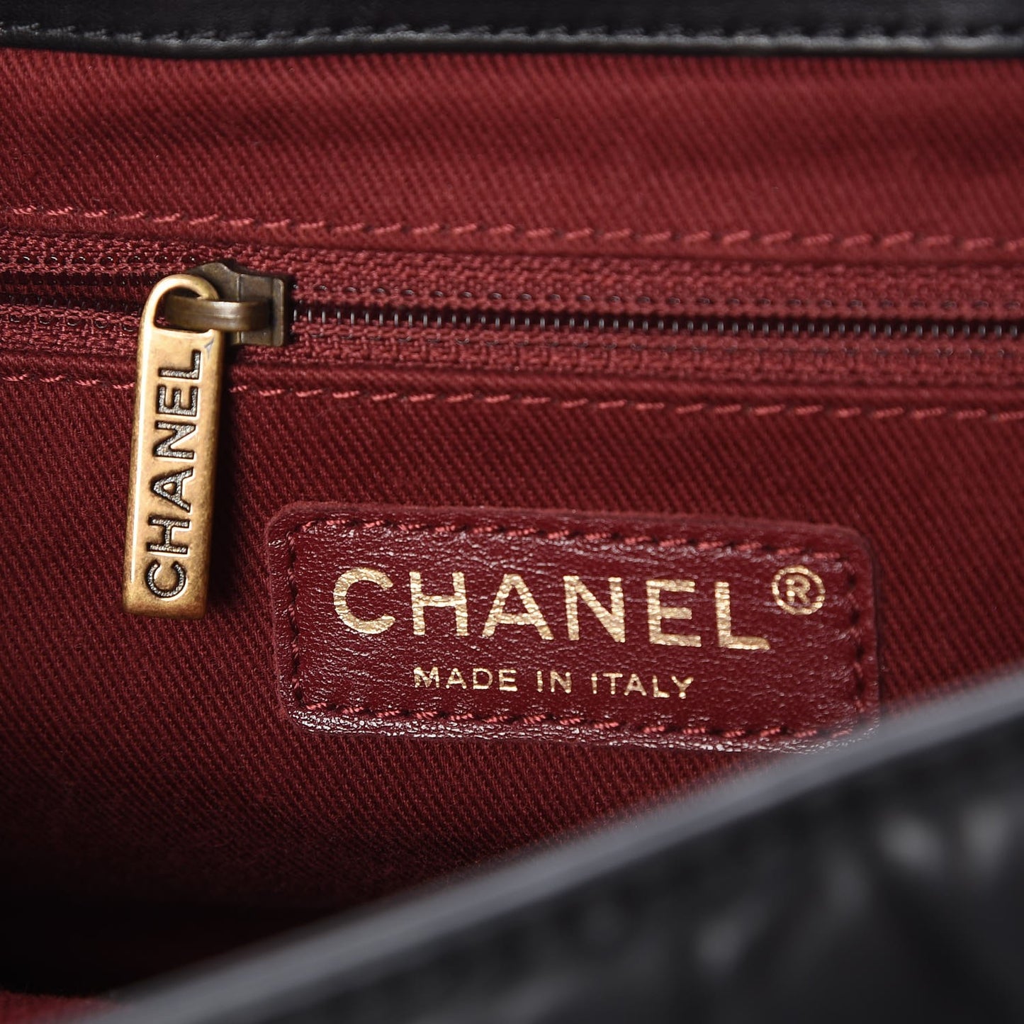 Aged Calfskin Quilted Medium Pondichery Flap Black