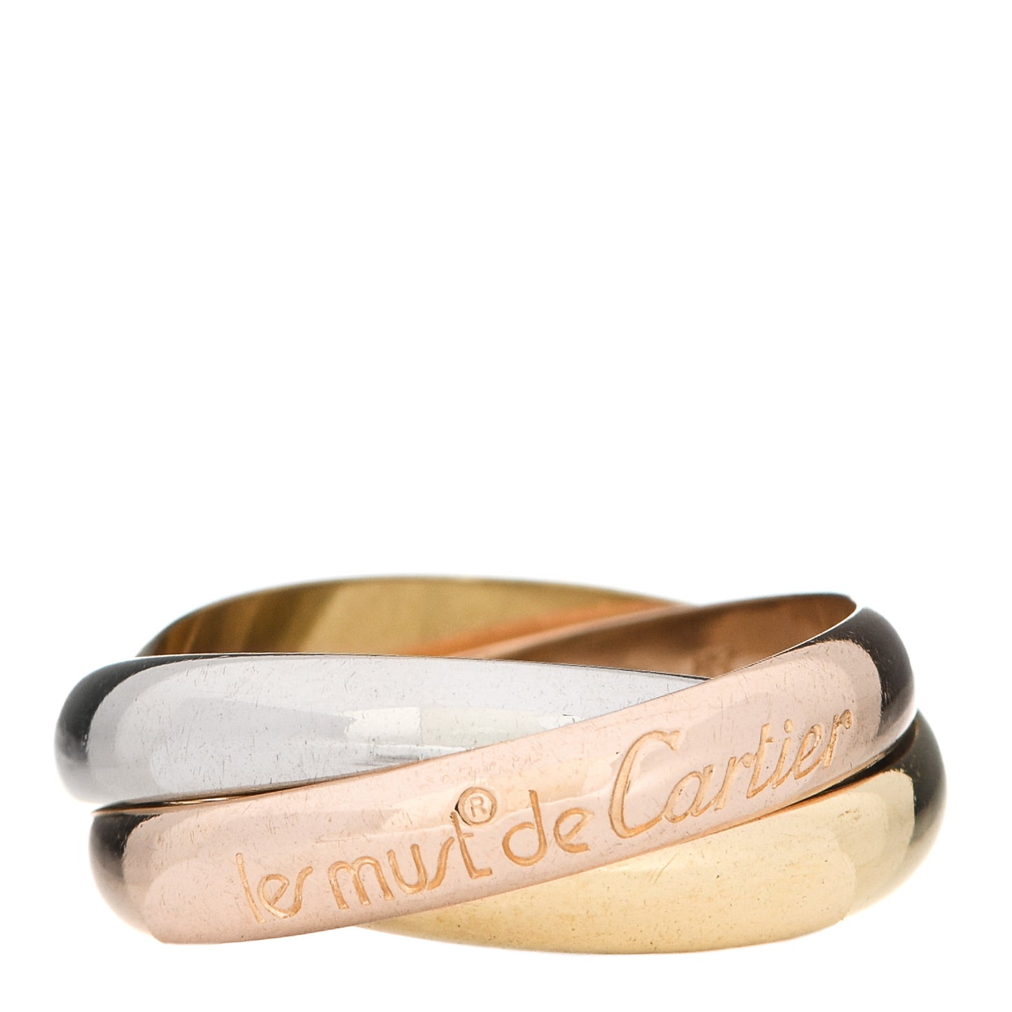 18K Pink Yellow White Gold Classic Les Must De Cartier Trinity Ring 53 6.25