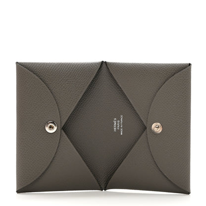 Hermes Epsom Calvi Card Case Gris Meyer 5 of 7