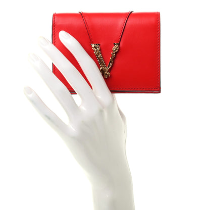 Versace Calfskin Virtus Bifold Wallet Red 2 of 7