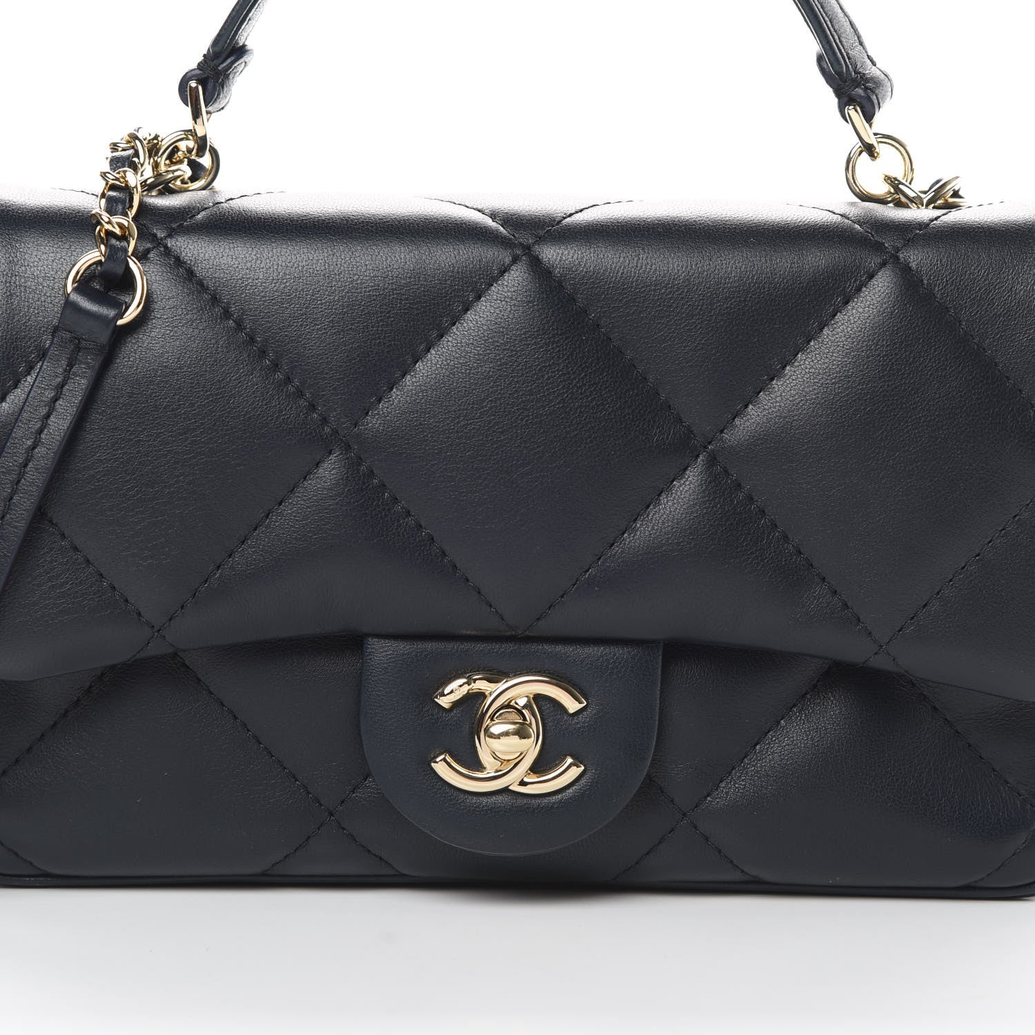 Chanel Lambskin Quilted Small Easy Carry Flap Navy 8 of 11