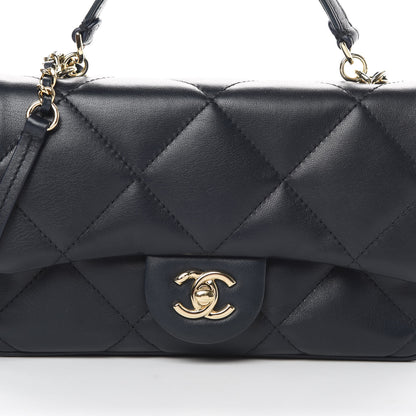 Chanel Lambskin Quilted Small Easy Carry Flap Navy 8 of 11