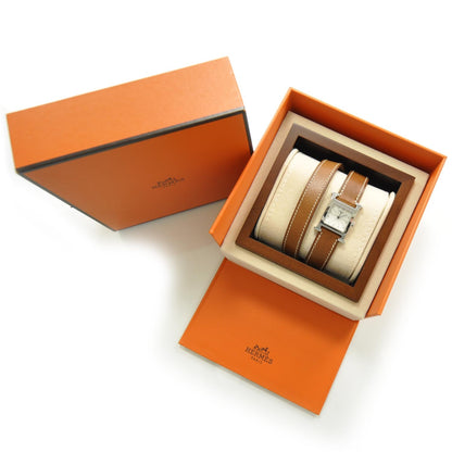 Hermes Stainless Steel Barenia 21mm Heure H Hour Quartz Watch Fauve 9 of 11